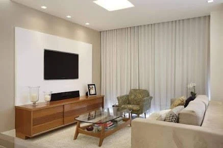 Sala com cortinas do acervo original da ART DECORAR